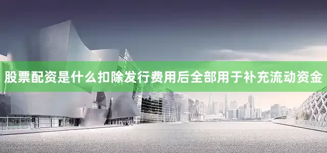 股票配资是什么扣除发行费用后全部用于补充流动资金